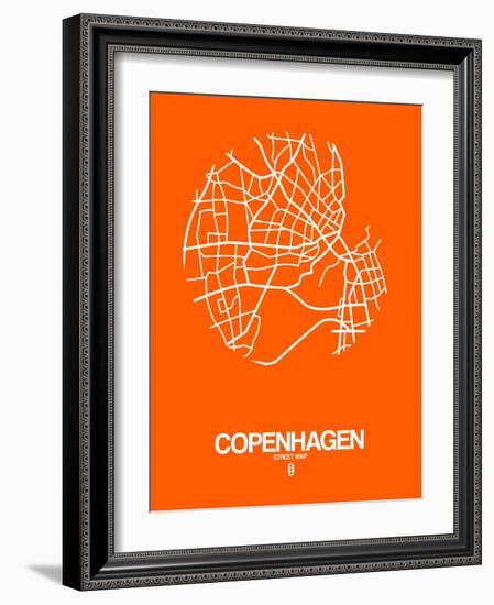 Copenhagen Street Map Orange-NaxArt-Framed Art Print