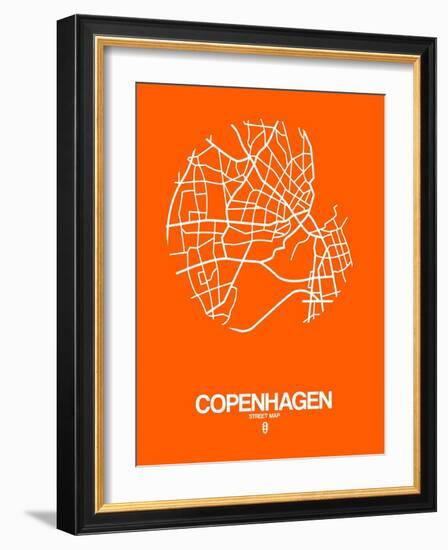 Copenhagen Street Map Orange-NaxArt-Framed Art Print