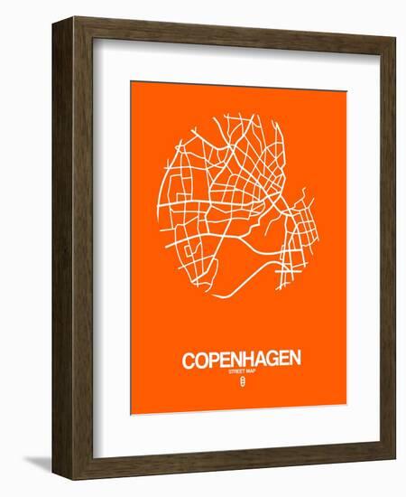 Copenhagen Street Map Orange-NaxArt-Framed Art Print