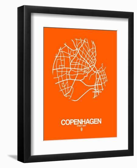 Copenhagen Street Map Orange-NaxArt-Framed Art Print