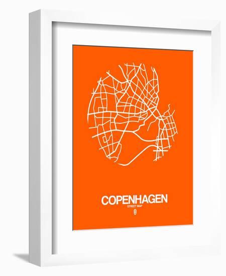 Copenhagen Street Map Orange-NaxArt-Framed Art Print