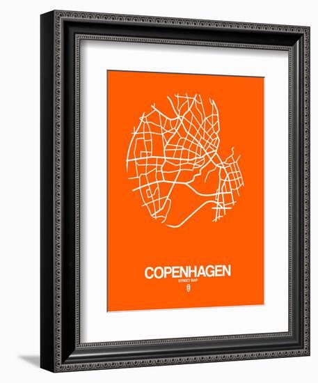 Copenhagen Street Map Orange-NaxArt-Framed Art Print