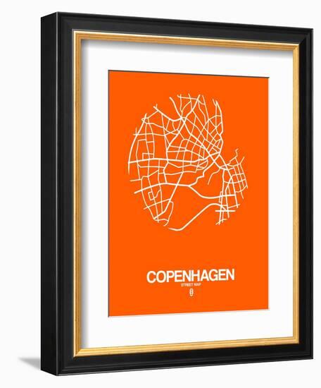 Copenhagen Street Map Orange-NaxArt-Framed Art Print