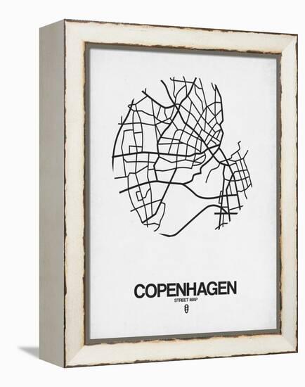 Copenhagen Street Map White-NaxArt-Framed Stretched Canvas