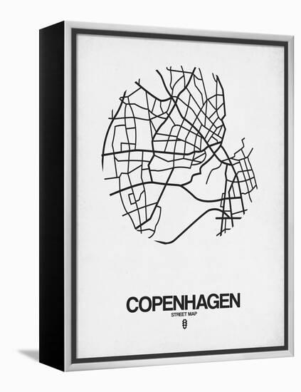 Copenhagen Street Map White-NaxArt-Framed Stretched Canvas