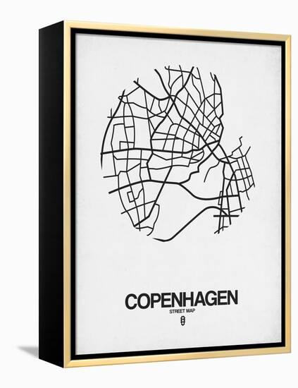 Copenhagen Street Map White-NaxArt-Framed Stretched Canvas