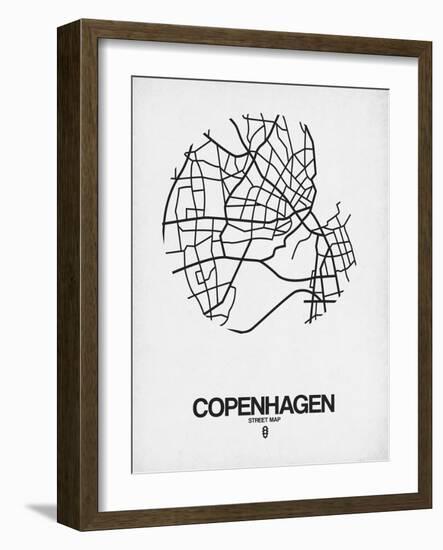 Copenhagen Street Map White-NaxArt-Framed Art Print