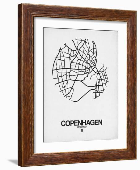 Copenhagen Street Map White-NaxArt-Framed Art Print