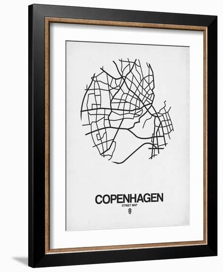 Copenhagen Street Map White-NaxArt-Framed Art Print