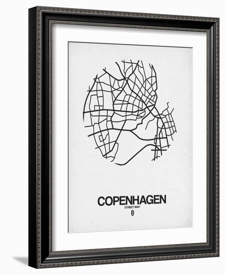 Copenhagen Street Map White-NaxArt-Framed Art Print