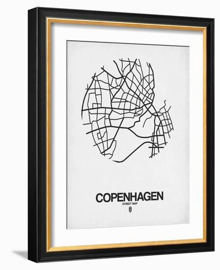 Copenhagen Street Map White-NaxArt-Framed Art Print