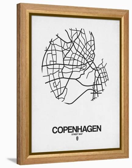 Copenhagen Street Map White-NaxArt-Framed Stretched Canvas