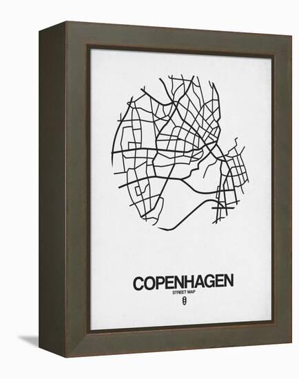 Copenhagen Street Map White-NaxArt-Framed Stretched Canvas