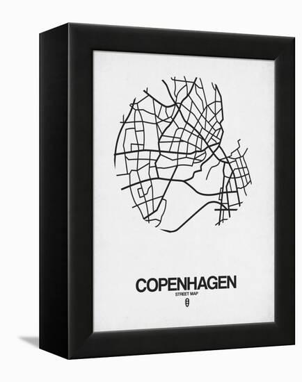 Copenhagen Street Map White-NaxArt-Framed Stretched Canvas