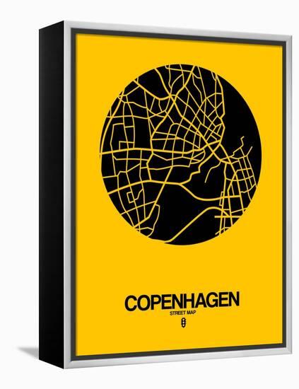 Copenhagen Street Map Yellow-NaxArt-Framed Stretched Canvas