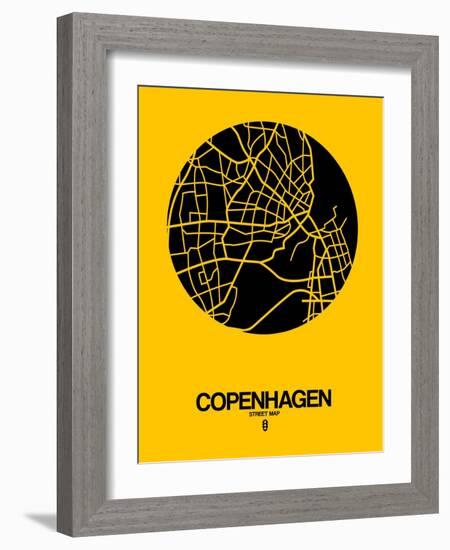 Copenhagen Street Map Yellow-NaxArt-Framed Art Print