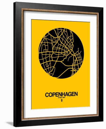 Copenhagen Street Map Yellow-NaxArt-Framed Art Print