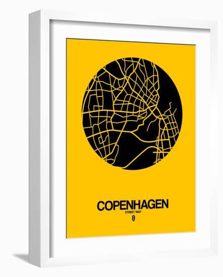 Copenhagen Street Map Yellow-NaxArt-Framed Art Print