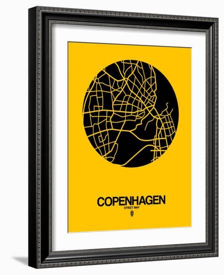 Copenhagen Street Map Yellow-NaxArt-Framed Art Print