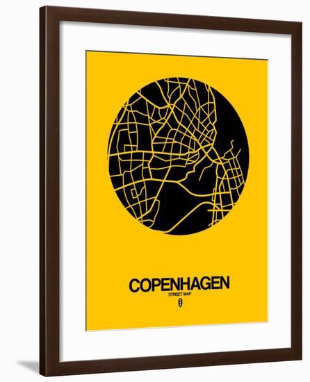 Copenhagen Street Map Yellow-NaxArt-Framed Art Print