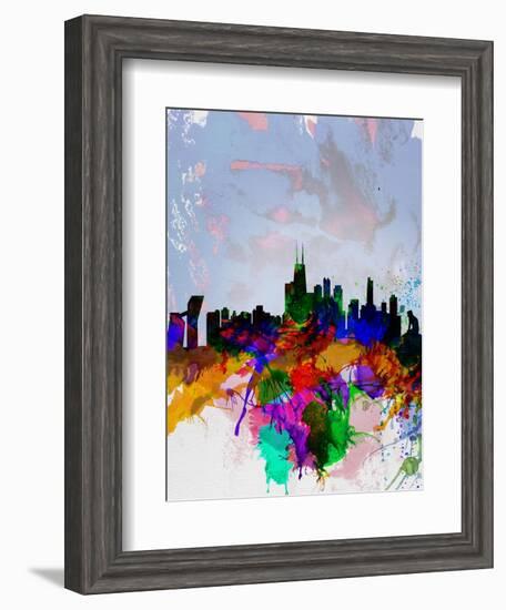 Copenhagen Watercolor Skyline-NaxArt-Framed Art Print