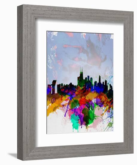 Copenhagen Watercolor Skyline-NaxArt-Framed Art Print