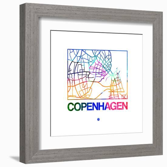 Copenhagen Watercolor Street Map-NaxArt-Framed Art Print