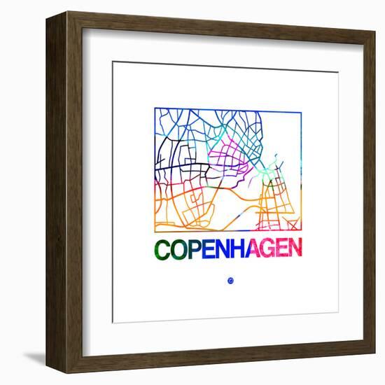 Copenhagen Watercolor Street Map-NaxArt-Framed Art Print