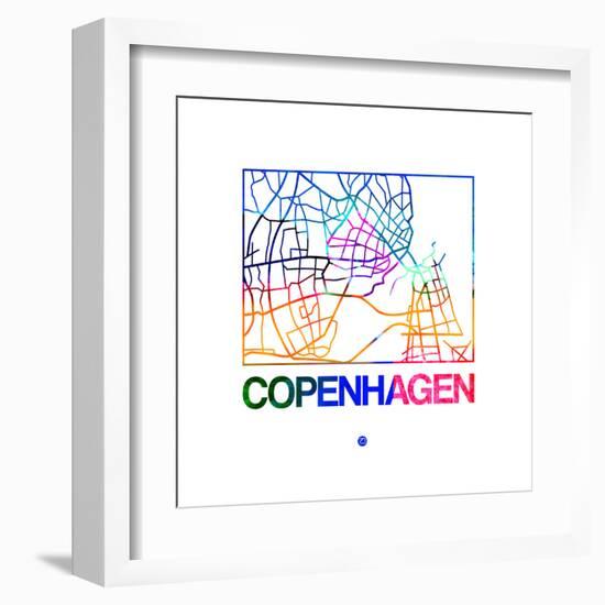 Copenhagen Watercolor Street Map-NaxArt-Framed Art Print