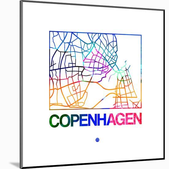 Copenhagen Watercolor Street Map-NaxArt-Mounted Art Print