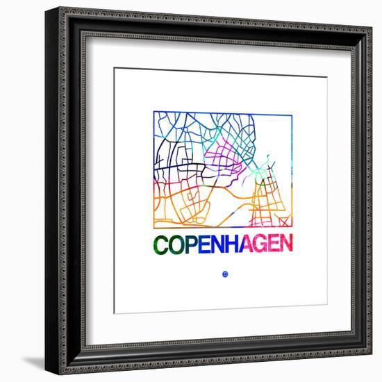 Copenhagen Watercolor Street Map-NaxArt-Framed Art Print