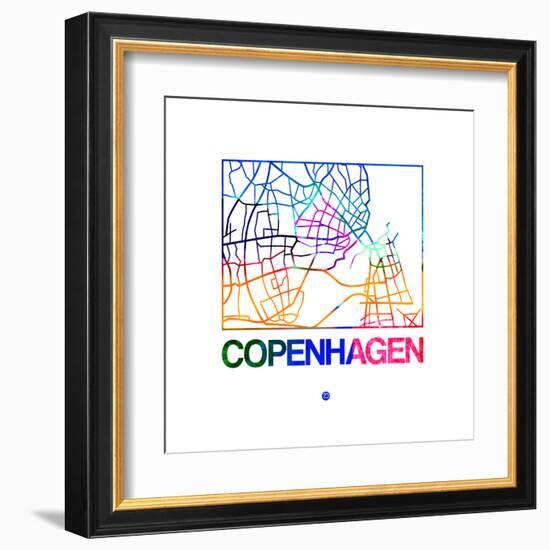 Copenhagen Watercolor Street Map-NaxArt-Framed Art Print