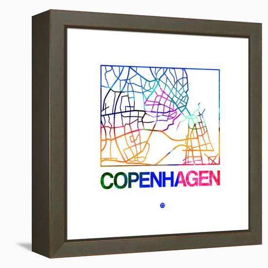 Copenhagen Watercolor Street Map-NaxArt-Framed Stretched Canvas