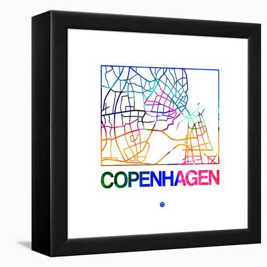 Copenhagen Watercolor Street Map-NaxArt-Framed Stretched Canvas