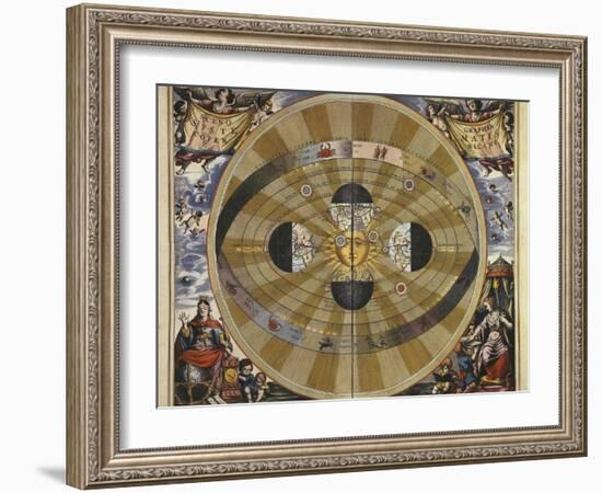 Copernicus' Heliocentric System-Andreas Cellarius-Framed Art Print