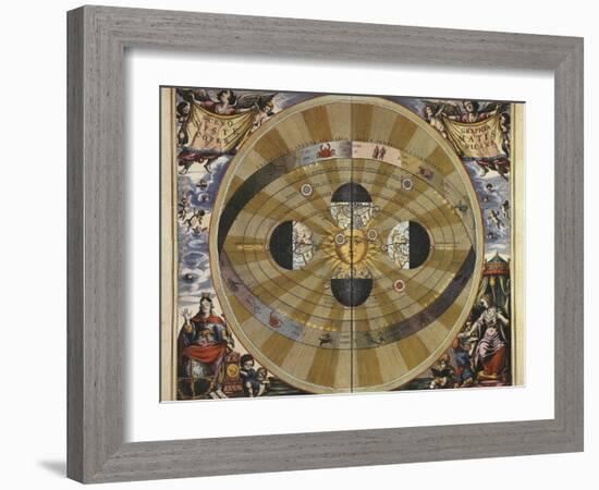 Copernicus' Heliocentric System-Andreas Cellarius-Framed Art Print