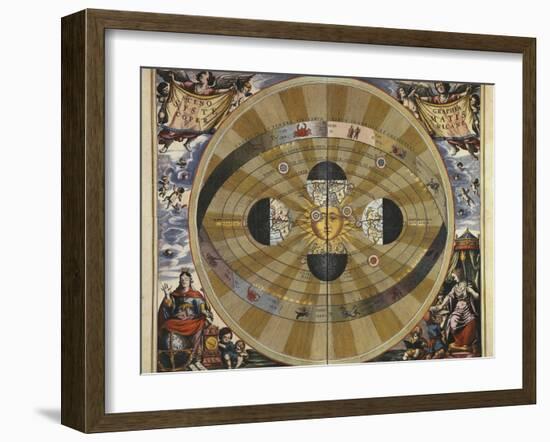 Copernicus' Heliocentric System-Andreas Cellarius-Framed Art Print