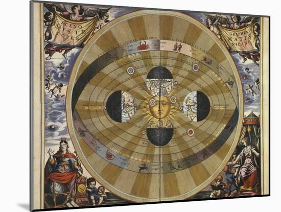 Copernicus' Heliocentric System-Andreas Cellarius-Mounted Art Print