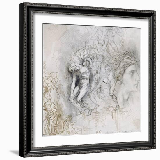 Copie d'après Lorenzo Maitani (4e pilastre de façade, personnages de l'Enfer, cathédrad'Orvieto)-Gustave Moreau-Framed Giclee Print