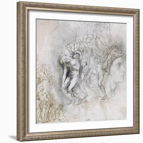 Copie d'après Lorenzo Maitani (4e pilastre de façade, personnages de l'Enfer, cathédrad'Orvieto)-Gustave Moreau-Framed Giclee Print