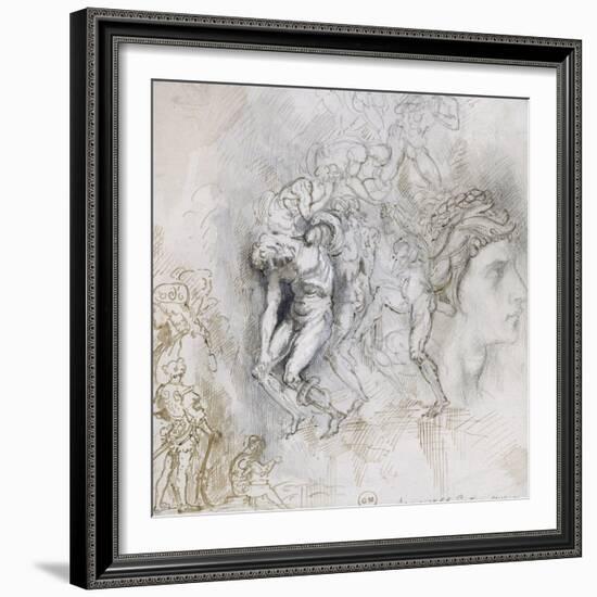 Copie d'après Lorenzo Maitani (4e pilastre de façade, personnages de l'Enfer, cathédrad'Orvieto)-Gustave Moreau-Framed Giclee Print