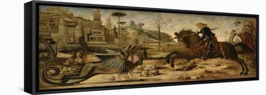 Copie d'après "Saint Georges et le dragon" de Carpaccio-Vittore Carpaccio-Framed Premier Image Canvas