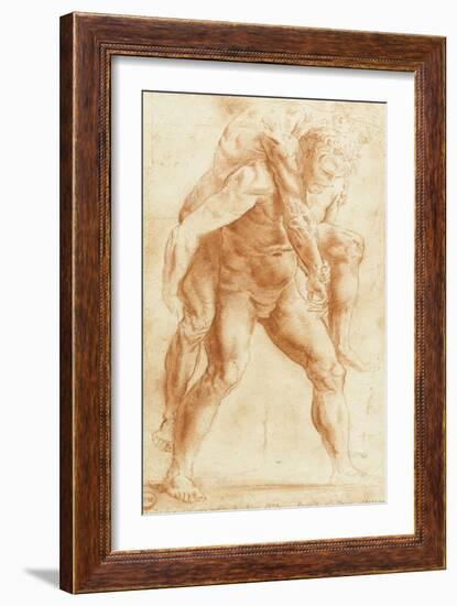 Copie d'après un dessin de Raphaël pour un incendie du Borgo-Raffaello Sanzio-Framed Giclee Print