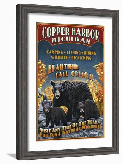 Copper Harbor, Michigan - Black Bears-Lantern Press-Framed Art Print