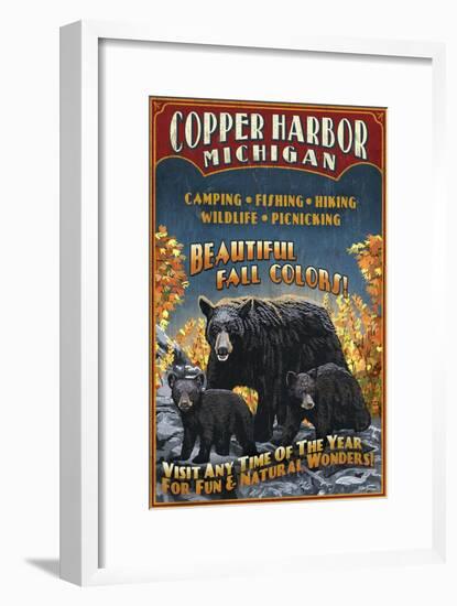 Copper Harbor, Michigan - Black Bears-Lantern Press-Framed Art Print