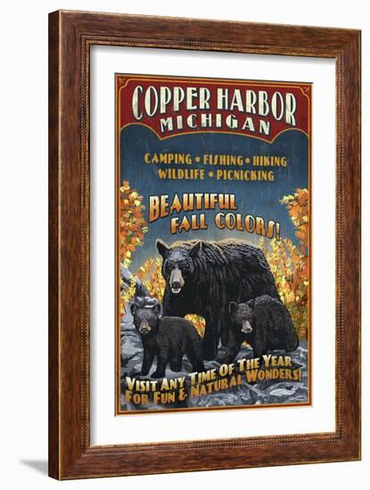 Copper Harbor, Michigan - Black Bears-Lantern Press-Framed Art Print