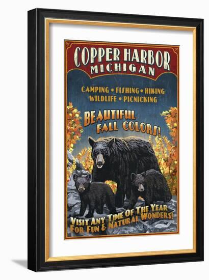 Copper Harbor, Michigan - Black Bears-Lantern Press-Framed Art Print