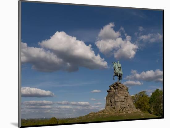 Copper horseman statue stands on Long Walk at opposite end of Windsor Castle, Berkshire-Charles Bowman-Mounted Photographic Print