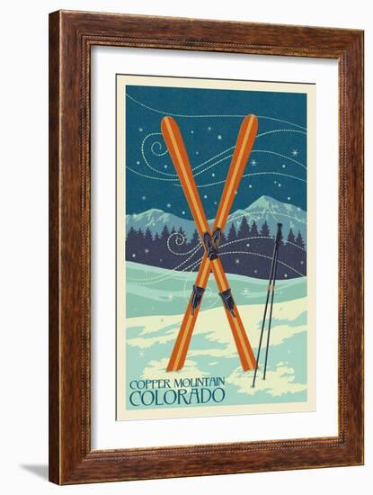 Copper Mountain, Colorado - Crossed Skis-Lantern Press-Framed Art Print