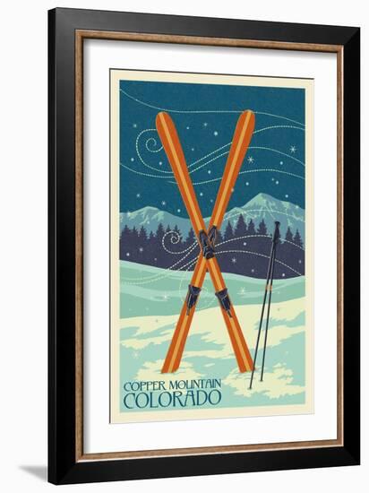 Copper Mountain, Colorado - Crossed Skis-Lantern Press-Framed Art Print